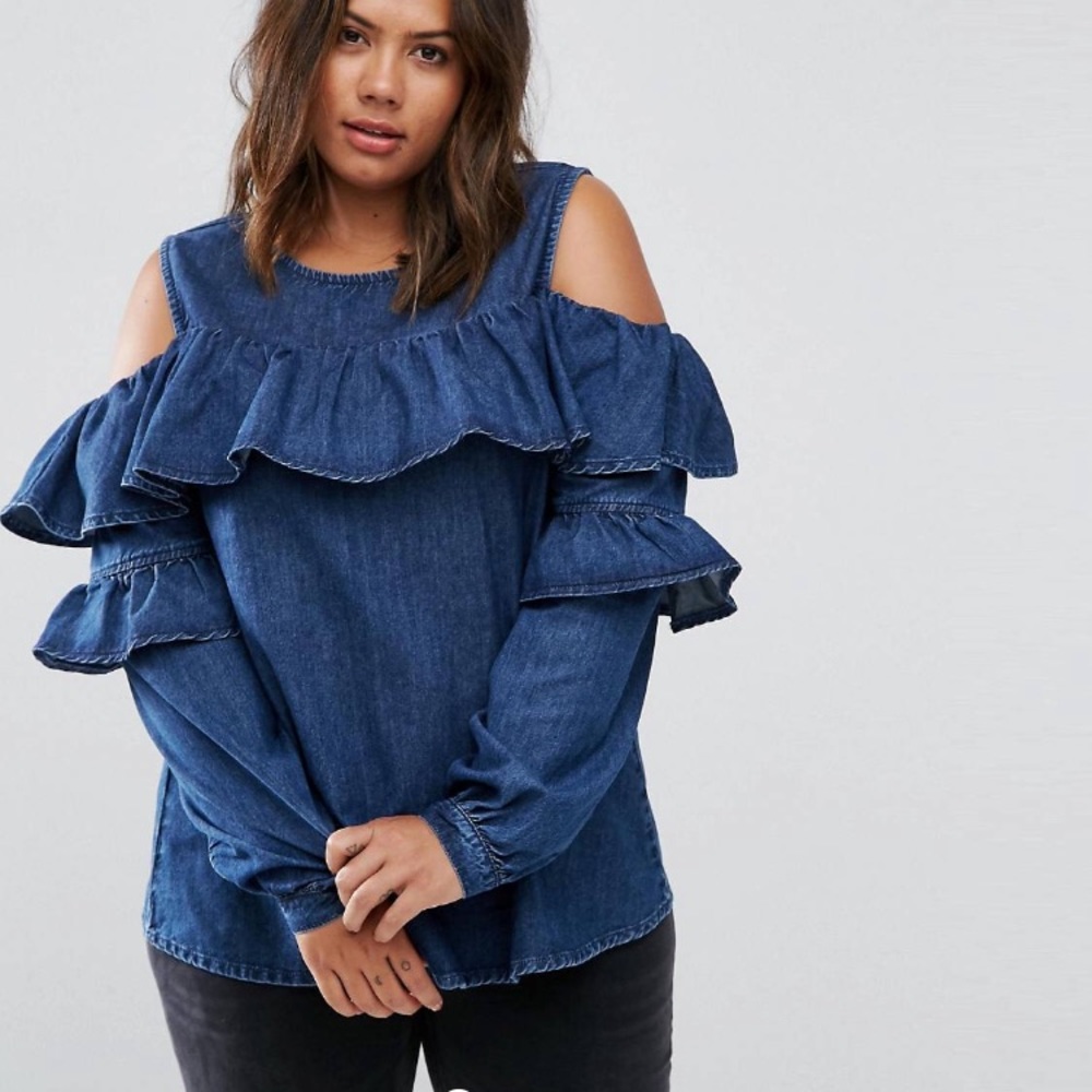 Asos Curve Jean ruffle top